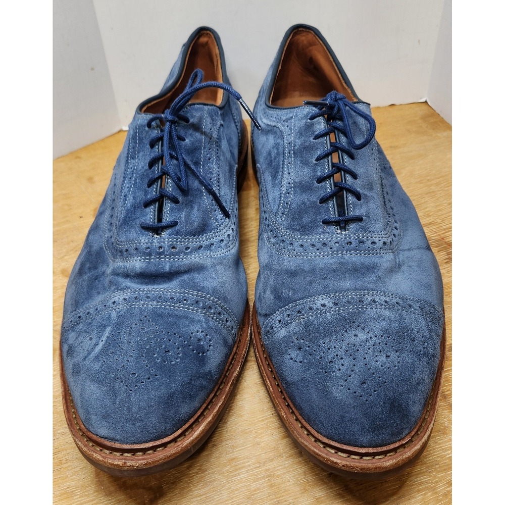 Blue Suede Semi-Brogue Oxford Shoes Cap Toe Dainite Sole Mens 16 28 7183